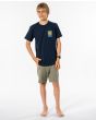 Niño con camiseta de manga corta Rip Curl Salt Water Culture Hazed azul marino frontal