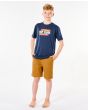 Niño con Camiseta de manga corta Rip Curl Surf Revival Yeh Mumma azul marino frontal