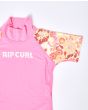 Camiseta de protección solar Rip Curl Girls UV SS rosa para niña estampado