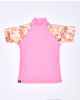 Camiseta de protección solar Rip Curl Girls UV SS rosa para niña posterior