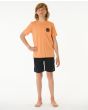 Niño con camiseta de manga corta Rip Curl Wetsuit Icon Kids melocotón frontal