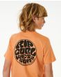 Niño con camiseta de manga corta Rip Curl Wetsuit Icon Kids melocotón logo espalda