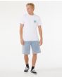 Hombre con Camiseta de manga corta Rip Curl Wettie Passage Icon Blanca ajuste estándar