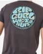 Hombre con Camiseta de manga corta Rip Curl Wettie Passage Icon color Negro Phantom estampado espalda