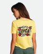 Camiseta de Manga Corta con bolsillo RVCA Framed Pocket amarilla para mujer posterior
