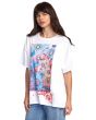 Mujer con camiseta oversize de manga corta RVCA Sage Vaughn Blanca izquierda