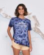 Mujer con camiseta de manga corta Salty Crew Stay Glassy Boyfriend azul marino tie dye