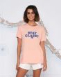 Mujer con camiseta de manga corta Salty Crew Stay Glassy Boyfriend tono salmón