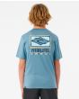 Niño con camiseta técnica de manga corta Rip Curl Tube Heads azul con protección solar UPF 50 posterior