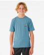 Niño con camiseta técnica de manga corta Rip Curl Tube Heads azul con protección solar UPF 50