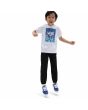 Niño con camiseta de manga Vans Print Box blanca con estampado camo azul frontal