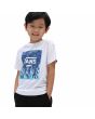 Niño con camiseta de manga Vans Print Box blanca con estampado camo azul 
