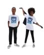 Niños con camiseta de manga corta Vans Print Box blanca con estampado de llamas y camuflaje azul 