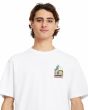 Hombre con Camiseta de manga corta Volcom CATV Blanca gráfico gato y tv delantero
