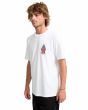 Hombre con Camiseta de manga corta Volcom Psychback blanca lateral