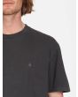 Hombre con camiseta de manga corta Volcom Solid Stone negra bordado