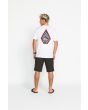 Surfer J. Robinson con Camiseta orgánica de manga corta Volcom Surf Vitals Jack Robinson blanca para hombre posterior
