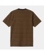 Camiseta orgánica de manga corta con bolsillo Carhartt WIP Seidler Pocket Stripe Marrón y Negra para hombre posterior
