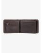 Cartera de cuero Quiksilver Mack Chocolate abierta