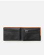 Cartera de cuero sintético Rip Curl Corpawatu Icon PU Slim marrón y negra para hombre abierta