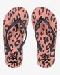 Chanclas Billabong Dama color coral con animal print de leopardo para mujer