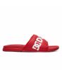 Chanclas Slider DC Shoes Bolsa SE rojas y blancas para hombre lateral