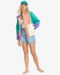 Mujer con Chaqueta de pana con capucha Billabong Set The Tone color Aqua Haze corte holgado