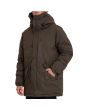 Hombre con chaqueta de invierno Volcom Interzone Jacket marrón bolsillos laterales