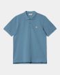 Polo de manga corta Carhartt WIP Chase Pique azul para hombre