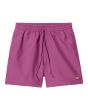 Bañador Carhartt WIP Chase Swim Trunks Magenta con logo dorado para hombre