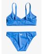 Conjunto de bikini triangular atlético Roxy Just Good Vibes azul para niña 8 a 16 años posterior