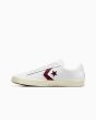 Zapatillas de Skate Converse Cons Leather PL Vulc Pro blancas y granates para hombre izquierda