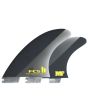 Quillas FCS II Mick Fanning Pro Tri Fins Medium – Performance Glass color Black/Acid frontal y posterior