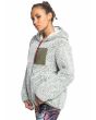 Mujer con Polar de Sherpa con cremallera y capucha Roxy Want It verde oliva izquierda