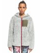 Mujer con Polar de Sherpa con cremallera y capucha Roxy Want It verde oliva 