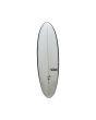 Tabla de surf Funboard Full & Cas Hybrid Performer 6'2" blanca con cantos negros FCS 2 bottom