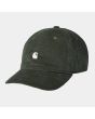 Gorra de pana Carhartt WIP Harlem Cap verde con logo blanco Unisex 