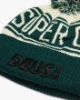 Gorro Deus Ex Machina Super Ok Beanie Verde y blanco para hombre bordado