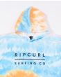 Toalla de playa con capucha Rip Curl Hooded Print Towel azul y blanca para niño bordado logo