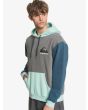 Hombre con sudadera de capucha Quiksilver Heritage azul y gris izquierda