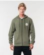 Hombre con Sudadera de forro polar con Capucha y Cremallera Rip Curl Original Wetty en color verde frontal