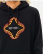 Hombre con sudadera de capucha Rip Curl Surf Revival Vibrations negra estampado