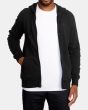 Hombre con sudadera de capucha y cremallera Rvca Swift Box negra abierta