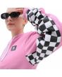 Mujer con sudadera sin cierre con capucha Vans Boom Boom Check It Rosa estampado checkerboard manga