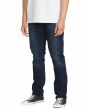 Hombre con Pantalón Vaquero Volcom Vorta Denim Azul New Vintage Blue lateral