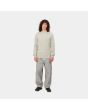 Hombre con suéter de lana Carhartt WIP Anglistic Sweater Speckled Salt beige frontal