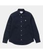 Camisa de manga larga Carhartt WIP Madison azul marino logo blanco cera para hombre
