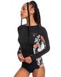 Mujer con licra de protección solar de manga larga Roxy Beach Classics UPF 50 antracita lateral