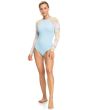 Mujer con licra de surf de manga larga Roxy Island in the Sun azul celeste frontal