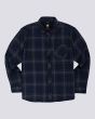 Camisa de franela para hombre Element Lumber LS azul marino y gris a cuadros frontal